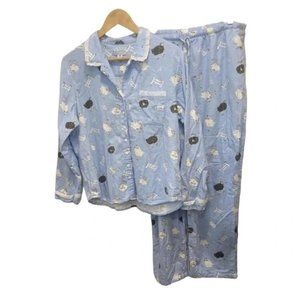LANZ OF SALZBURG Womens Counting Sheep Blue 2-Piece Flannel Pajamas Size 2X